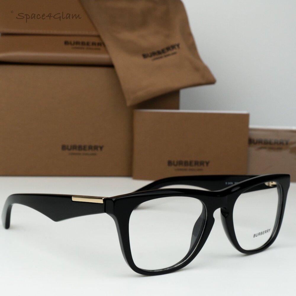 BRAND NEW Burberry BE2409 3001 Black Demo Square Unisex Eyeglasses BE 2409